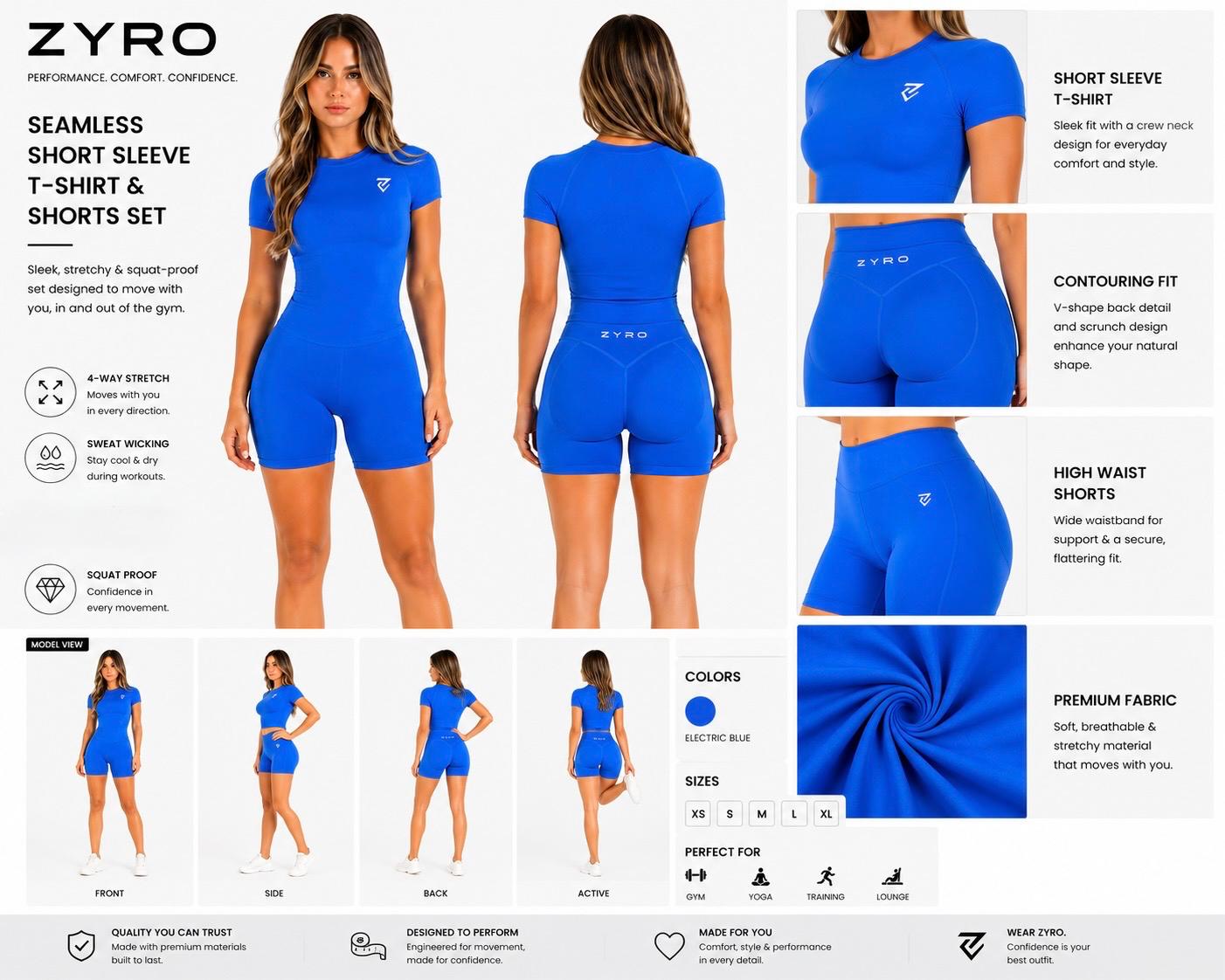 Seamless shorts and short sleeves t-shirt